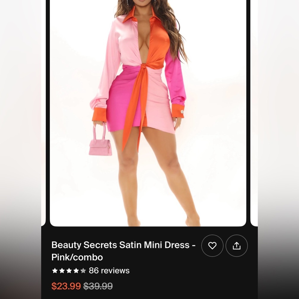 Brand New Fashion Nova Satin mini dress Colorblock